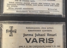 Kuvassa lehdessä julkaistut sankarivainajien kuolinilmoitukset.